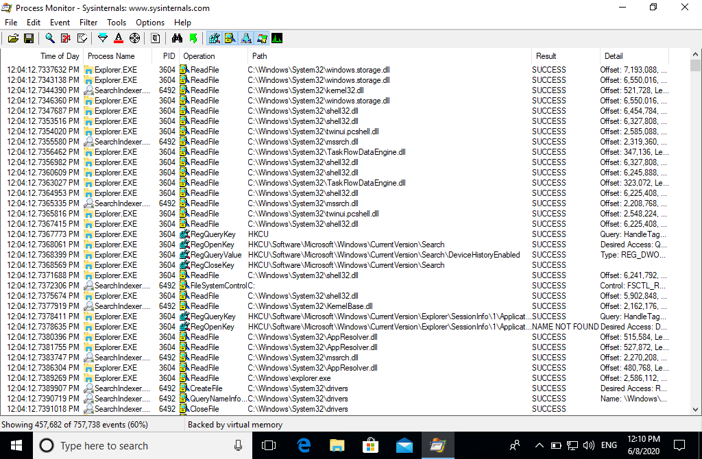 using procmon to monitor file access